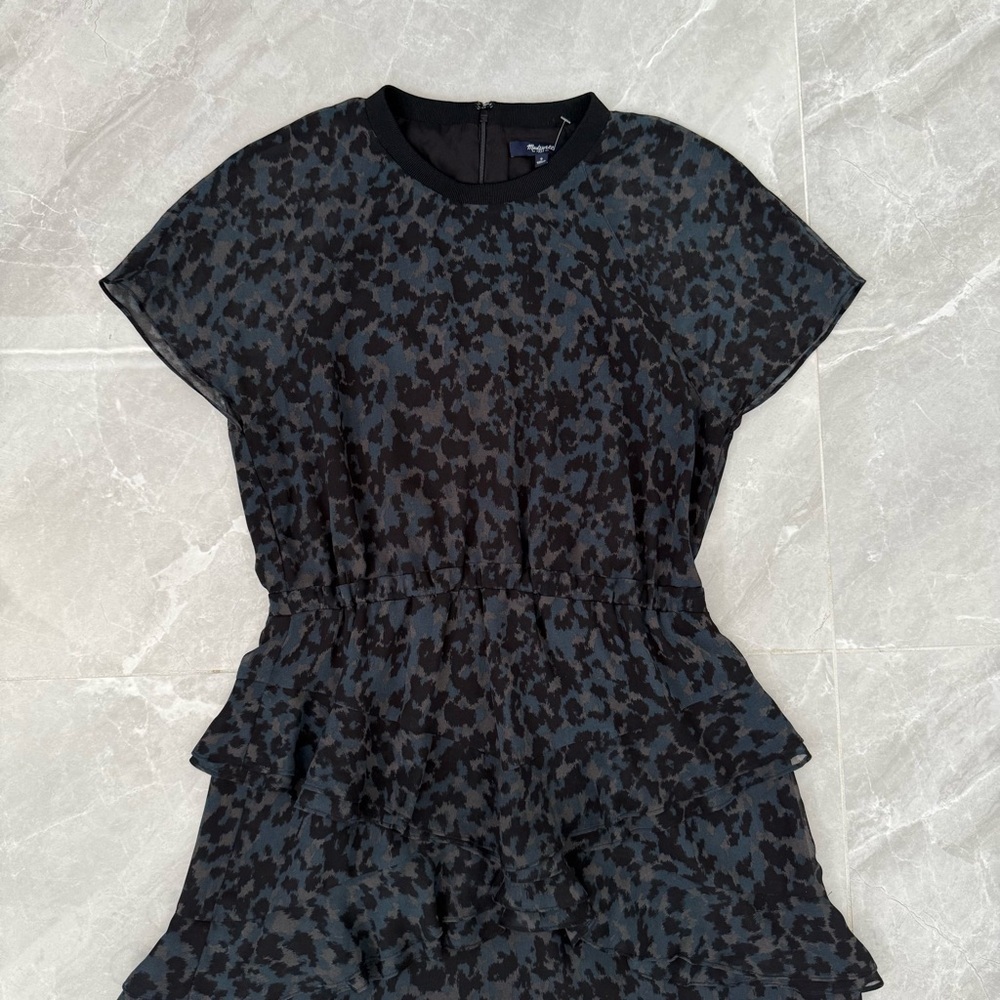 NWOT Women’s Madewell Radiant Dress Inkspot Leopard Print Tiered Dress Size 2 - Picture 4 of 16